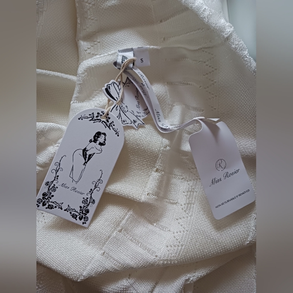 NWT Miss Rosier Geraldine White Pointelle- Knit Midi Dress Size S - Picture 11 of 14